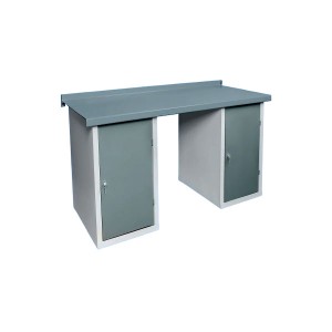 Купить верстак слесарный двухтумбовый с полками в Минске